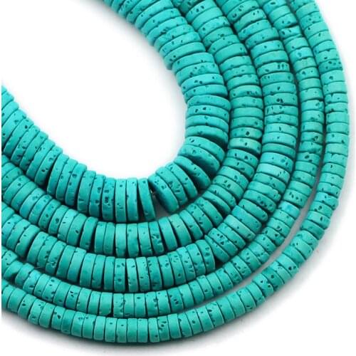 4x2 6x2 8x2mm Malachite Green Flat Round Volcanic lava Beads Natural Stone Charms Spacer Loose Beads for Jewelry Making DIY 15