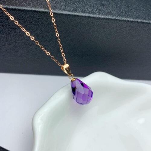Shilovem 18k yellow piezoelectric amethyst Pendants fine Jewelry women trendy no necklace classic new gift 8*11mm mymz0811964z