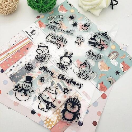 11x16cm Cute Animals Clear Stamps Transparent Seal Silicone Seal TPR Christmas Wedding Roller Stamps DIY Scrapbook Album Card
