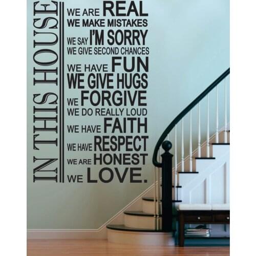 In This House Removable Wall Stickers for Living Room Home Decor Vinyl Waterproof Decals Stairs Art Decor Murals K260