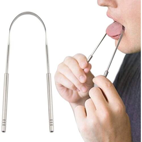 Tongue Scraper Stainless Steel Oral Tongue Cleaner Brush Fresh Breath Cleaning Coated Tongue Toothbrush Oral Hygiene Care Tools