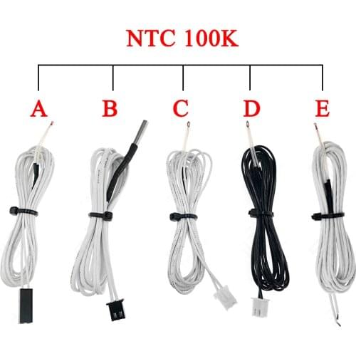5pcs/lot 100K ohm NTC 3950 Thermistors Sensors with Cable 3D Printers Parts Temperature Part White 1M Line Accessories