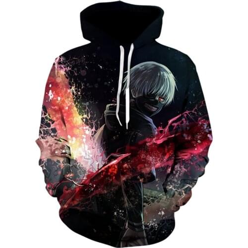 Anime Hoodie Tokyo Ghoul hoodie Ken Kaneki 3d Print Hooded Sweatshirts Men Women Fashion Oversized Hoodies Kids Boy Tops jacket