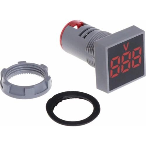 22MM AC 12-500V Voltmeter Square Panel LED Digital Voltage Meter Indicator Light Tester Tools