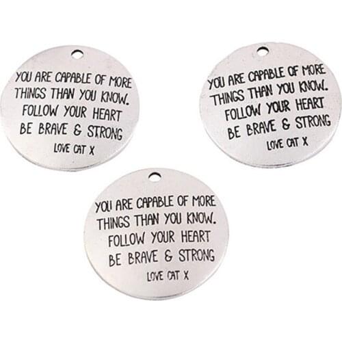 Top Quality 10 Pieces/lot 30mm Letter Printed you are capable of more thngs than you know charms for jewelry making