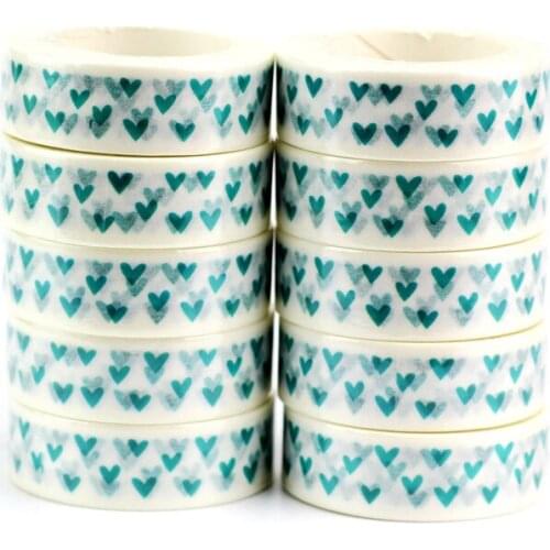 10pcs/lot Cute Mint Blue Hearts Washi Tapes Paper DIY Decor Scrapbooking Planner Adhesive Masking Tapes Kawaii Stationery
