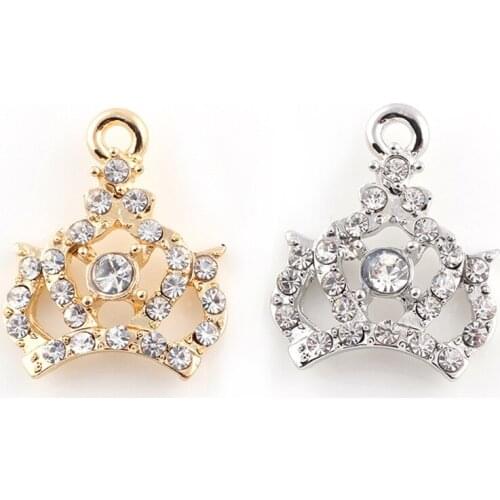 10pcs/lot Crown Rhinestone Dangle Handmade Charms Pendant DIY for Bracelet Necklace Bag