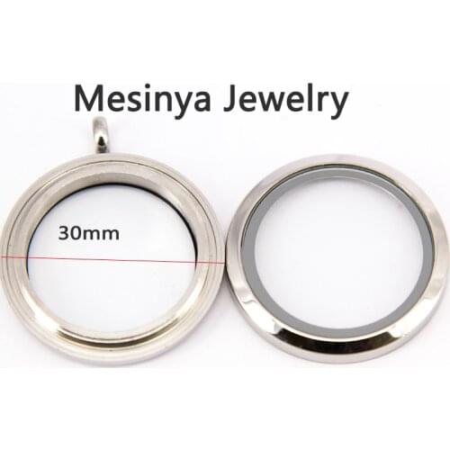 10pcs screw twist 316L Stainless steel 30mm round plain glass locket for floating charms love