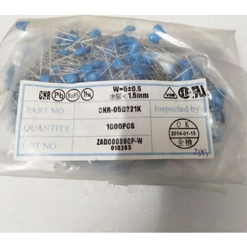 100% New and original 1000PCS CNR05D221K 5D221 220V 5MM varistor