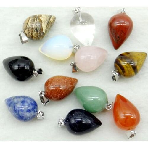 Natural stone Quartz Crystal agates Opal sodalite Round circular conical shape pendant Jewelry making necklace Accessories 12pc