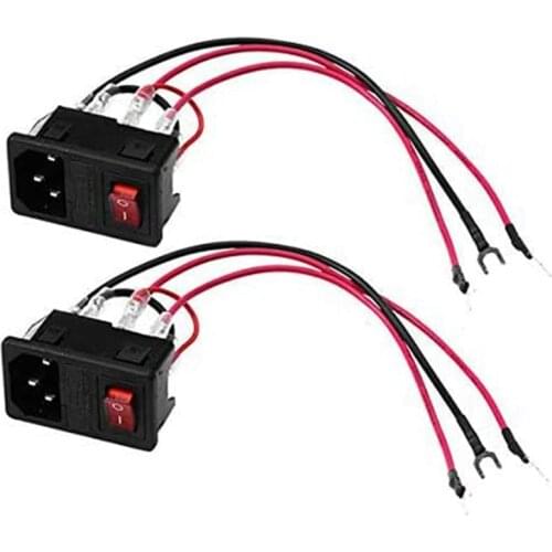 2 Pcs 3D Printer Power Switch 220V/110V 10A Short Circuit Protection Socket Inlet Module Plug with 250V Switch