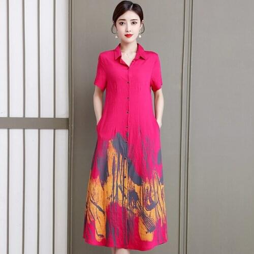 2021 Dress Summer 4XL Plus Size Casual Sundress Women Elegant Bodycon Party Vestidos Vintage Loose Print Beach