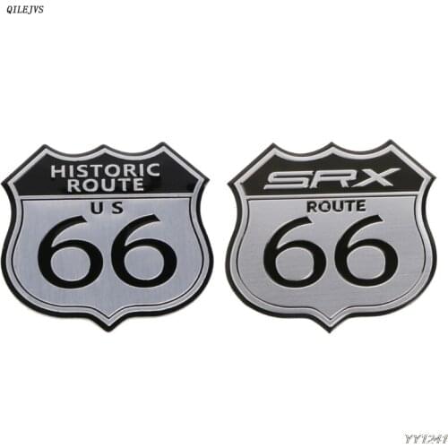 QILEJVS 3D Car Emblem Badge Sticker Decal Metal Route 66 US For Cadillac SRX Ford