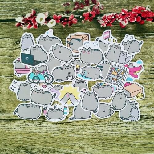 40 Pcs Cute PusheentheCat handbook Stickers For Laptop Motorcycle Skateboard Luggage Decal Toy Scrapbooking Sticker