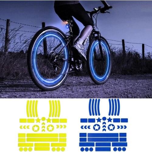 42PCS Bicycle Body Reflective Stickers Waterproof Adhesive Safe Decals Night Safety Logo Grid Stripe Warning Strip For Scooter