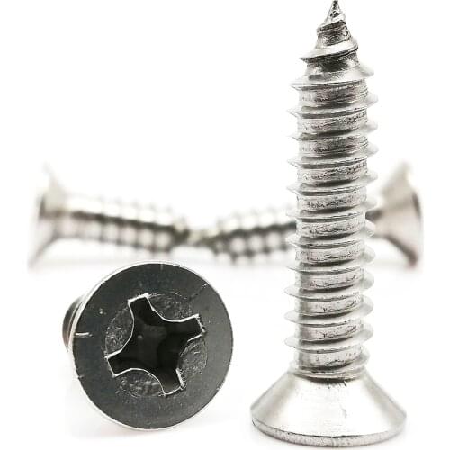 5/10pcs M3 M4 M4 M5 M6 A2-70 304 Stainless Steel Lengthened Long Cross Phillips Flat Countersunk Head Self Tapping Wood Screw