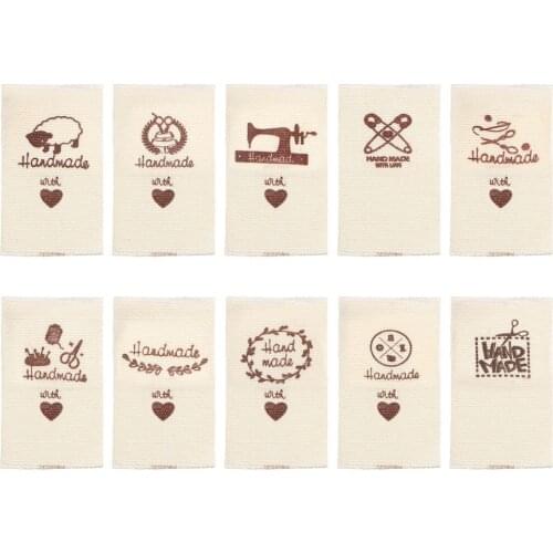 50Pcs/lot Handmade Cloth Garment Labels Scissors Heart Sheep Hand Made Label Tags For Diy Sewing Crafts Accessories