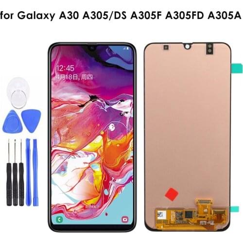 6.4" AMOLED For Samsung galaxy A30 LCD A305/DS A305F A305FD SM-A305FN/DS Display Touch Screen Digitizer For A305A Assembly Part