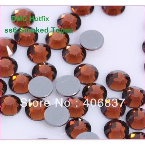 Free Shipping! 1440pcs/Lot, ss6 (1.9-2.1mm) High Quality DMC Smoked Topaz Iron On Rhinestones / Hot fix Rhinestones