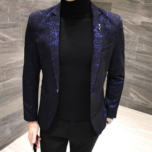 Hombre Shinny Blazer Casual Men Blazer Slim Fit Designer Pattern Suit Jacket Men Party Club Prom Blazer 5xl 6xl Black Blue Red