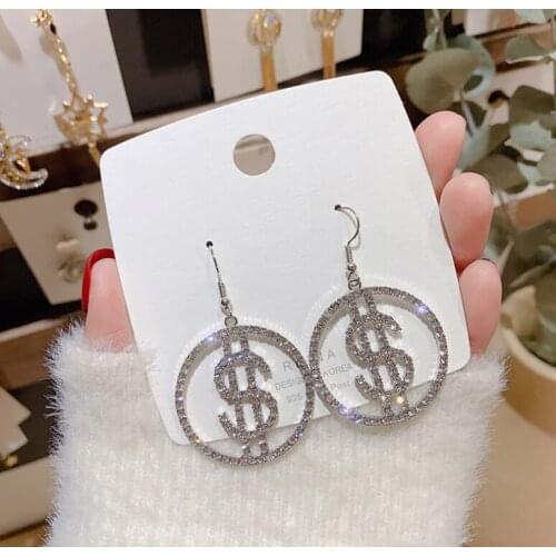 Letter circle earrings female exaggerated atmosphere personality wild
