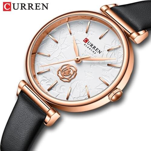 2020 New CURREN Women watch Top Brand Luxury Exquisite 3D Rose Embossed Fashion Watch Lightweight Waterproof Girls Quartz Watch