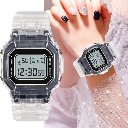 Fashion Men Women Watches Gold Casual Transparent Digital Sport Watch Lovers Gift Clock Children Kids Wristwatch Female Clock