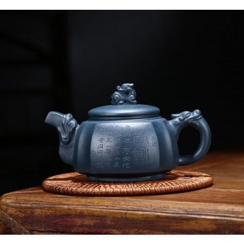 Four dragon statue of purple sand tea set wholesale undressed ore delivery chlorite and jug full manual teapot