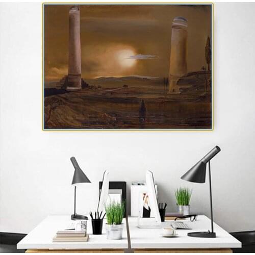 Citon Salvador Dali《The towers》Canvas Art Oil painting Artwork Poster Picture Modern Wall decor Home Living room Decoration