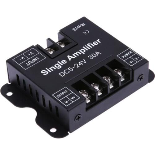 DC5 24V 30A LED Amplifier Signal Repeater 1CH 1 Channel Dimmer Power Amplifier for Single Colour LED Strip Power Repeater