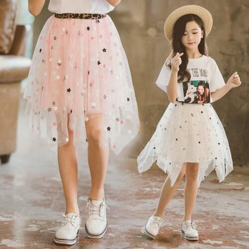 Children Girls Skirt 2019 Big Girls Irregular Mesh Skirt for Girl 6 8 9 10 11 12 14 Years Teenager Fashion Skirt Korean Clothing
