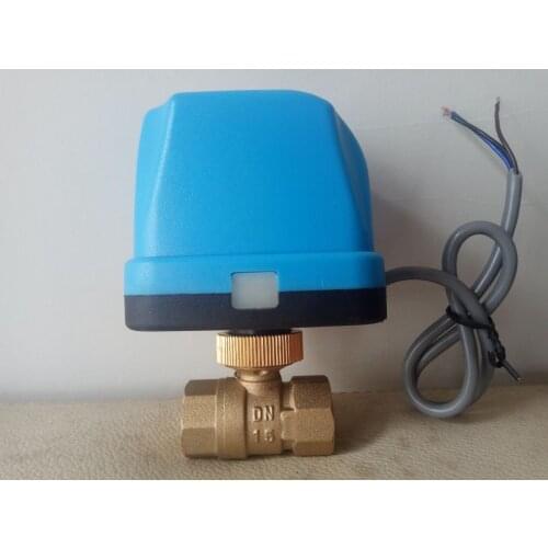 DN15(G 1/2") AC220V 2 way 3 wire motorized brass ball valve with electric actuator controller