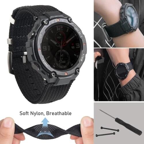 Breathable Nylon Nato Band for Amazfit T-REX Canvas Watch Band Strap for Xiaomi Huami Amazfit T Rex Bracelet Watch Accessories