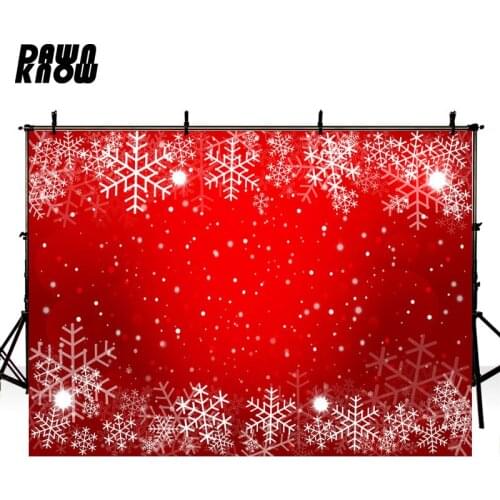 DAWNKNOW Snowflake Photography Background Red Sparkle Merry Christmas Winter Photo Shoot Backdrops For Children Photocall lv1025