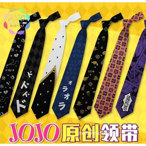 Anime JoJos Bizarre Adventure Golden Wind Kujo Jotaro Rohan Kishibe Stardust Crusaders Necktie Cosplay Costume Accessories Gift