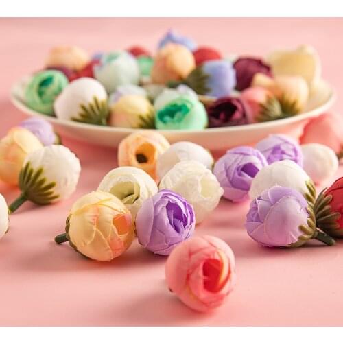 Artificial Tea Bud Flowers Rose Head For Home Decor Wedding Wall DIY Floral Decorations Craft Fake Flower 10/20/50Pcs Rose Bud