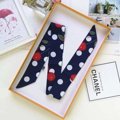Classic Bag Handle Scarf Fashion Print Cherry Luxury Brand Small Ribbon Hair Band Womens Head Scarf And Shawl G3