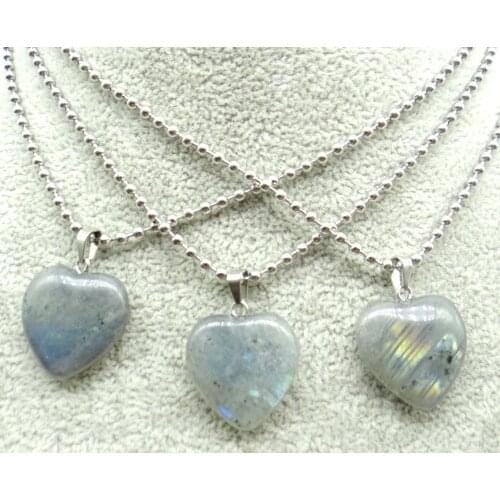 Natural stone Heart-shaped Quartz crystal Turquoises labradorite aventurine Pendant for diy Jewelry making necklace accessories
