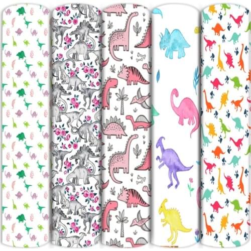 Patchwork Dinosaurs Printed Polyester Cotton Fabric for Sewing Quilting Fabrics Needlework Material DIY Handmade,c13646