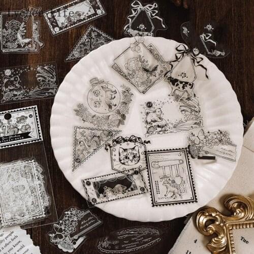 Lychee Life Vintage Flower PET Sticker Diary Sticker Scrapbooking Planner Decorative Label Stationery Paper Crafts