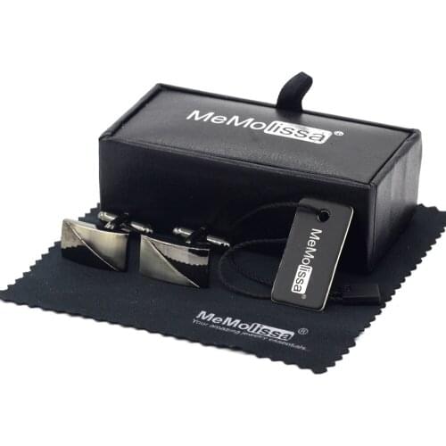 MeMolissa Display Box Vintage Square Cufflinks Black Plated Geometric Cufflinks Christmas Gift for Family Free Tag & Wipe Cloth