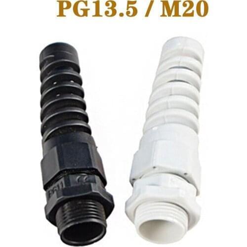Nylon Cable glands PG13.5 M20 waterproof cable connector thread gland rubber wiring conduit Anti-bending plastic cable sleeve