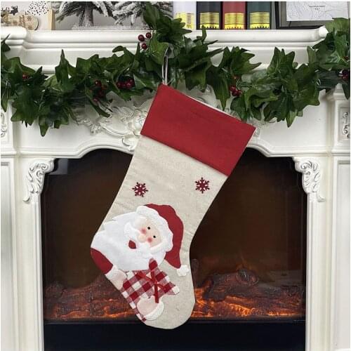 New Product Floral Embroidery Socks Candy Bag Gift bag Christmas Decorations Christmas Socks for Home Office