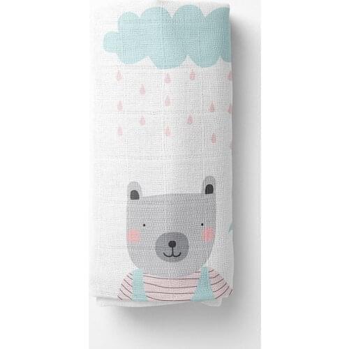 Realhomes Special Designed Digital Printed Cotton Newborn Baby Müslin Swaddle Muslin Blanket Cover 120x120 Cm
