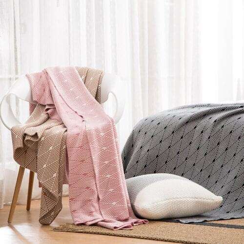 Pink Geometric Portable Car Air Conditioner Knitted Blankets for Beds Plaids Bedspread Bedding Blanket Throw manta para sofa