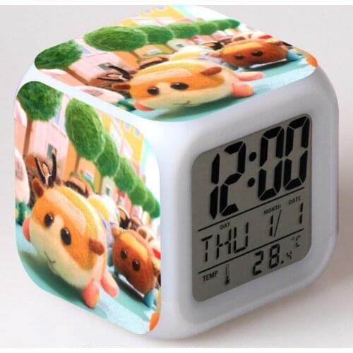 PUI PUI Molcar Anime Figuras 7 Colors Change Touch light Alarm Clock Flashing Model Toys for children