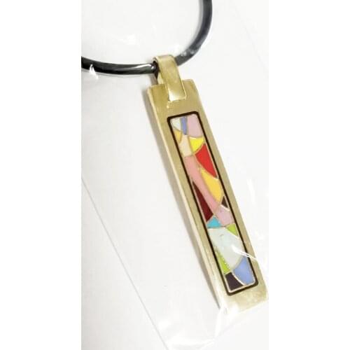Rainbow Colors Stripe lines Enamel Jewelry Pendant Necklace