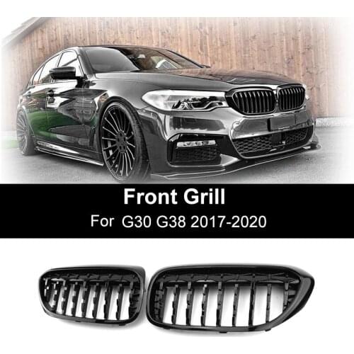 2Pcs Car Front Hood Kidney Grille Grill Mesh Gypsophila Black Racing Grills For-BMW G30 G38 525I 528I 530I 2018-2021