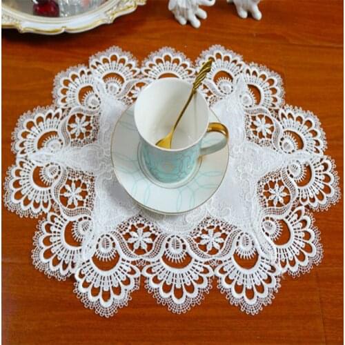 Luxury Lace embroidery Placemat Table place Mat cloth Doily Cup drink glass tea Coaster mug wedding party dining pan Pad kitchen