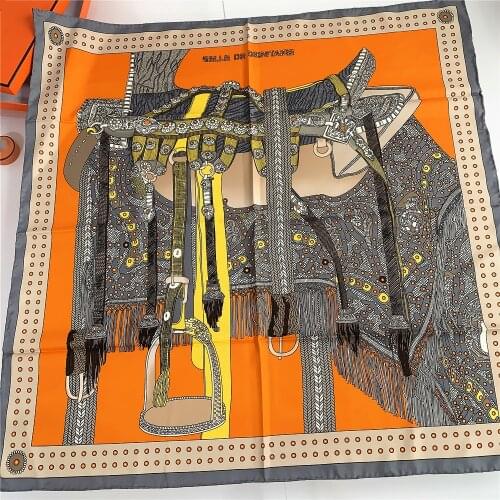 90cm Luxury Saddle Twill 100% Silk Curled Scarf Women Hand Rolled Edges Hijab Scarf Foulard Head Square Scarf Shawl Brand Design